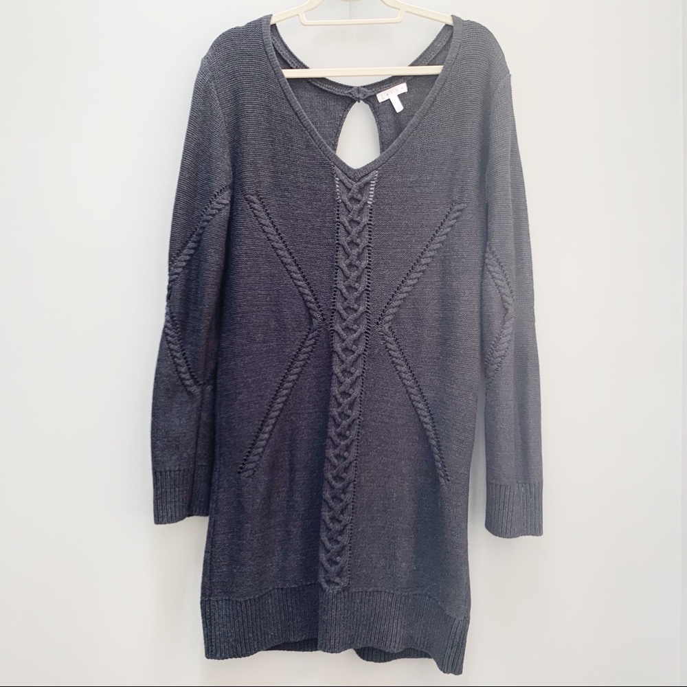 Leith Charcoal Grey Sweater Dress 3D knit size L